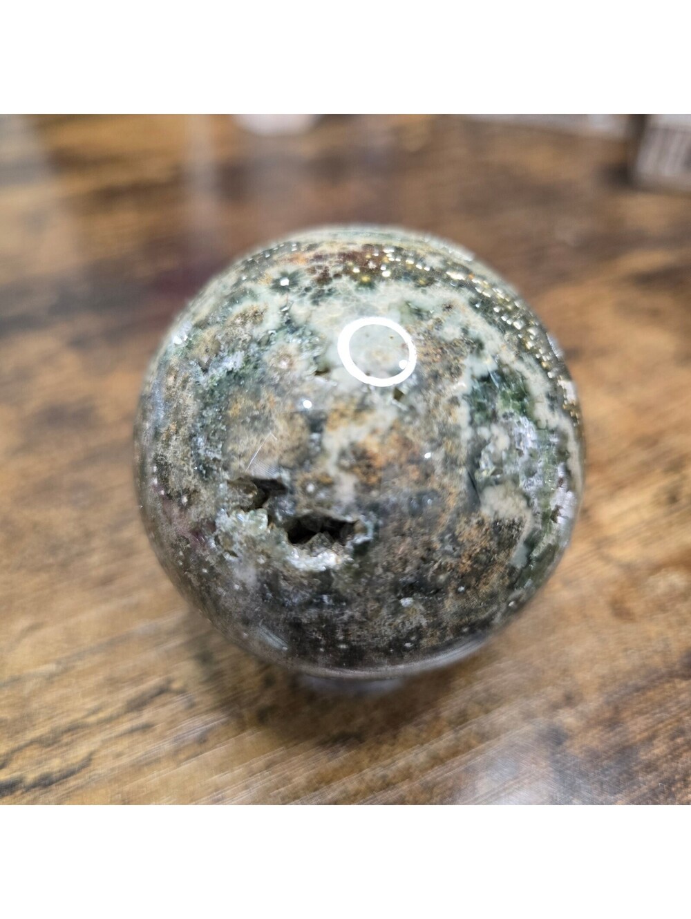 A298. Ocean Jasper Natural Crystal Sphere Orb w/Druzy 62mm